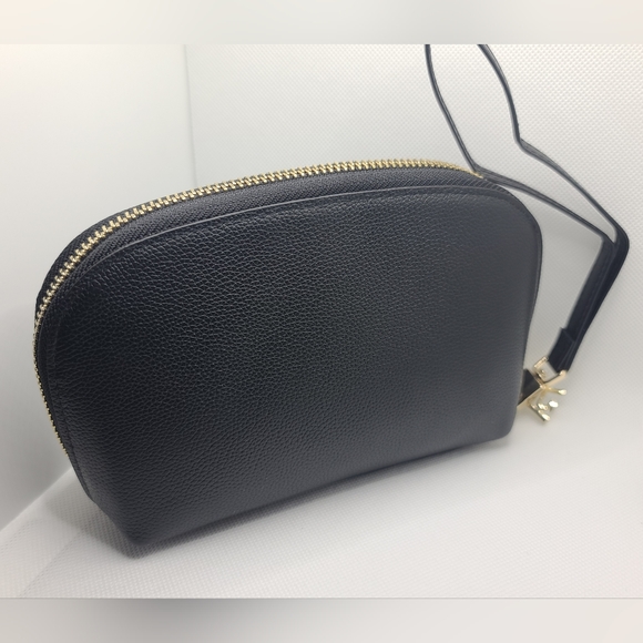 Foxer Black Leather Wristlet/Makeup Bag - Picture 2 of 6